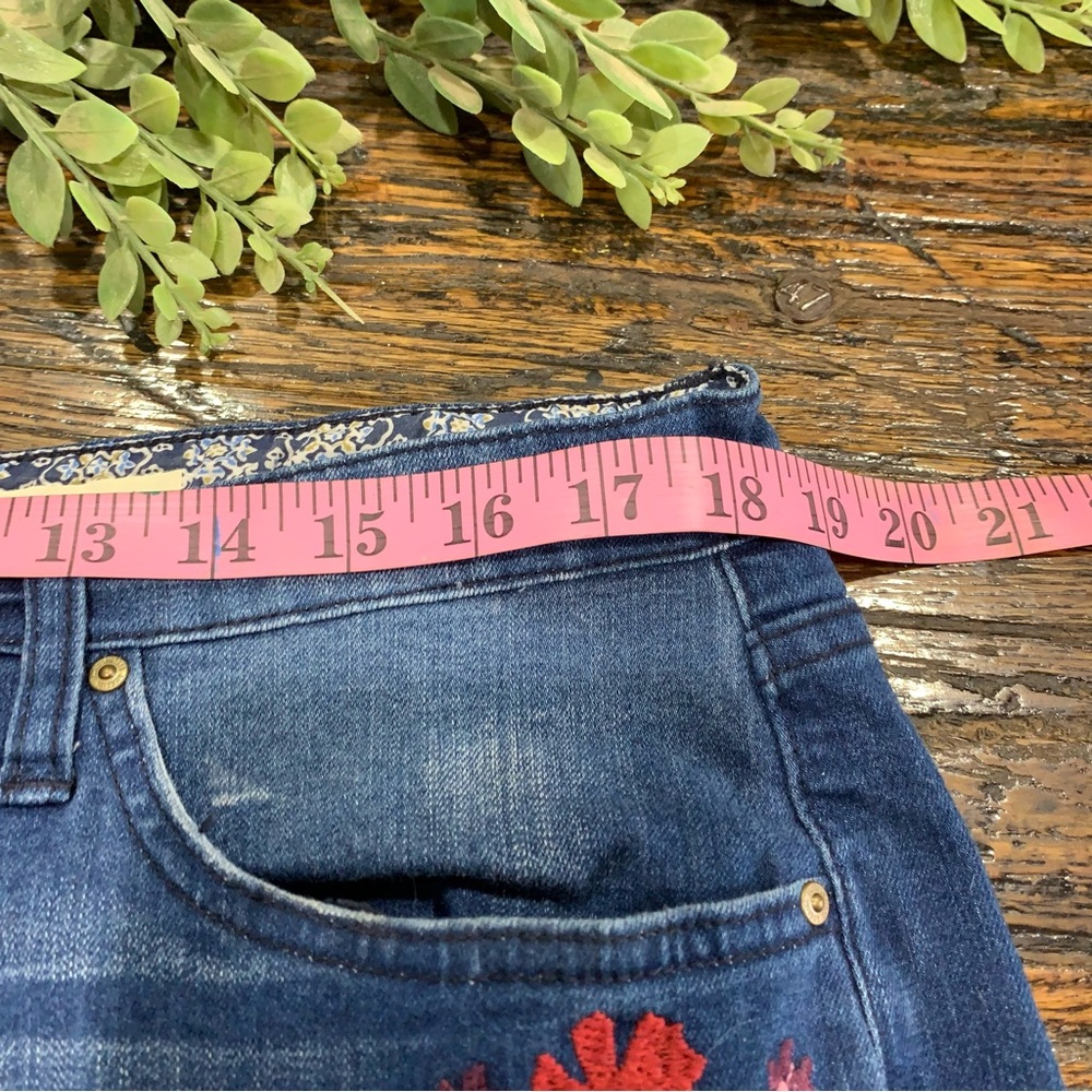 Vintage America Blue Jeans Embroidered Embroidery Floral Bestie Skinny 14 - Picture 12 of 16